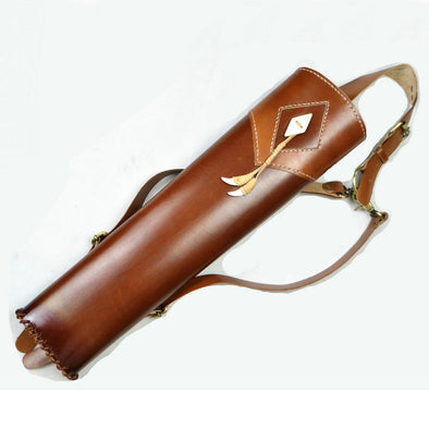 Traditional leather archery back quiver